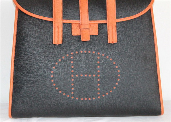 Best Hermes FeuDou Bag Black/Orange 509095